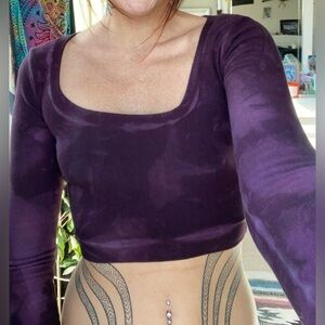 purple long sleeve crop top ~ organic bamboo NWOT
